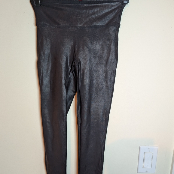 SPANX Pants - SPANX Black Shiny Leggings High Waist